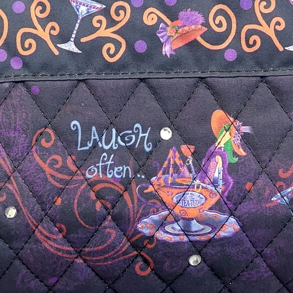 The Bradford Exchange Totes with Tude Quilted Black Purple Wine Glasses Tote Bag - Picture 4 of 16